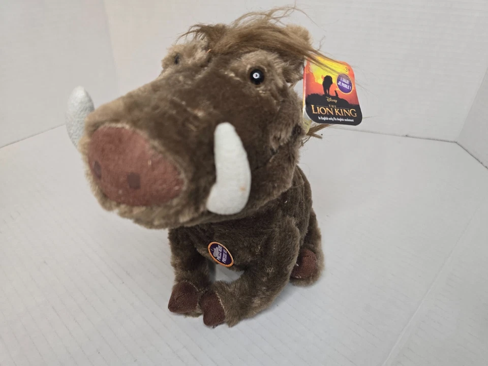 Disney Lion King Movie Animated Brown Plush Pumbaa Stuffed Animal With Tags
