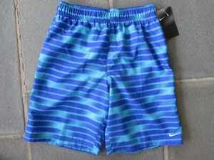 NIKE Boy BLUE Waves 8" Volley SWIM Trunks SHORTS Mesh Insert Brief L 11-13 Yrs - Picture 1 of 8