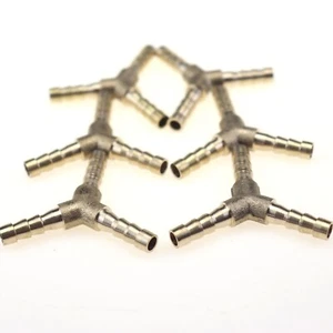 6Pcs1/4" Y-3 Way Brass Hose Barb Fitting Pipe Tubing Splicer Fuel Water Gas Air - Picture 1 of 7