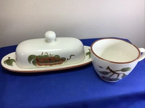 Lot 1960 Vintage Stangl Orchard Song Covered Butter Dish & Coffee Cup 412 - Picture 1 of 11