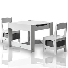 Set Tavolo e 2 Sedie Per Cameretta Bambini Tavolino Multiuso Lavagna Contenitori
