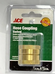 Solid Brass Garden Hose Adapter 3/4" Female To Female Connecter with 2 Washers - Picture 1 of 4