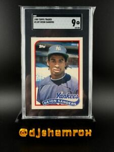 1989 Topps Traded Deion Sanders #110T Rookie Card Yankees SGC 9