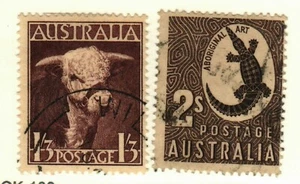 Australia #211-12 Used Aboriginal Art crocodile, cow - Picture 1 of 1