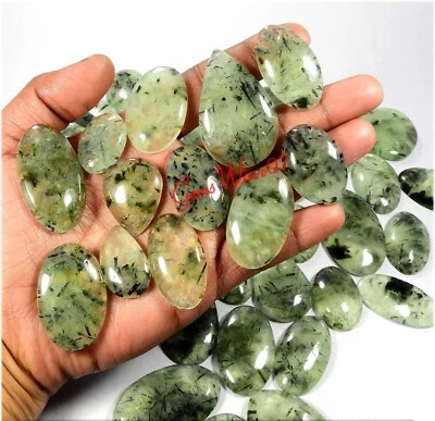 AAA+ Green Prehnite Cabochon Natural Gemstone Wholesale Lot 1 To 114 Pcs Loose - Image 1 of 4