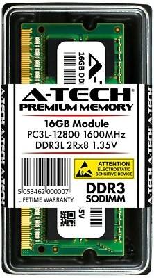 A-Tech 16GB DDR3 PC3L-12800S Laptop SODIMM DDR3L 1600 Memory RAM Stick Single 1x - Image 1 of 4