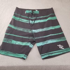 Da Hui Swim Trunks Adult 34 Black Green Board Shorts Bathing Suit Pool Surf Mens