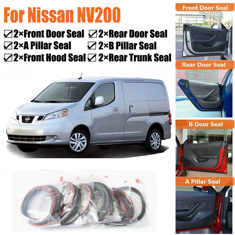 Tiras de sellado de goma para puerta kit de reducción de ruido de viento corriente de clima para Nissan NV200 Foto 1 de 4