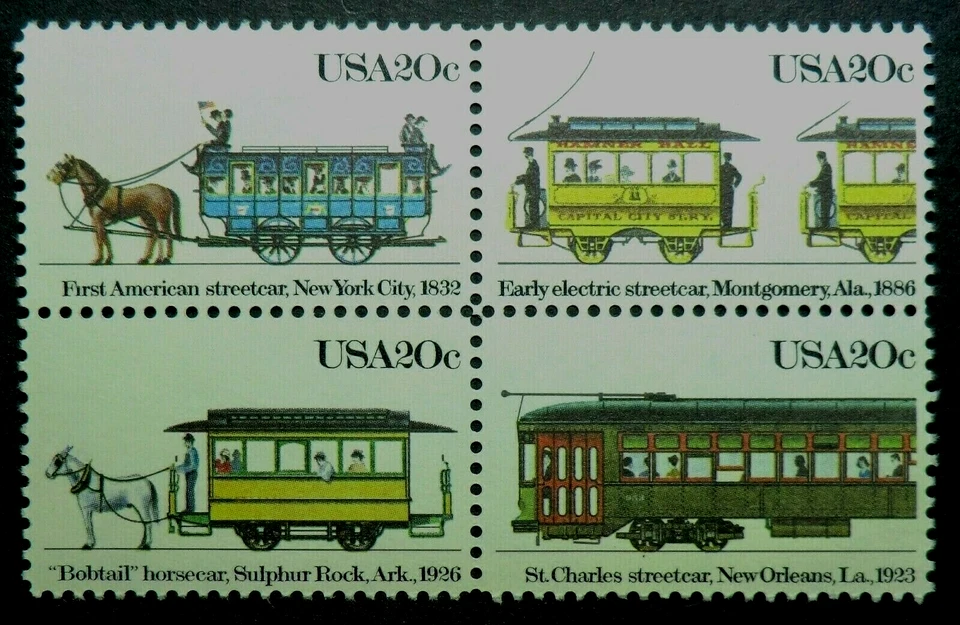 2059 - 2062 MNH 1983 20c Streetcars B4 New Orleans St. Charles San Francisco  - Image 1 of 1