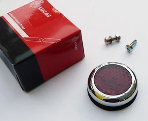 Genuine Lucas RER25 Red Reflector & Chrome Rim, for Classic Car or Motorcycle - Picture 1 of 3
