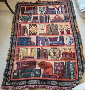 GOODWIN WEAVERS Throw Blanket Fringed Rare READ 100% cotton USA See VIDEO - Picture 1 of 18