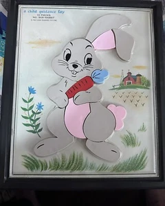 Vintage Child Guidance Magnetic Rabbit Easter Bunny Inlaid Puzzle 13 Piece - Picture 1 of 6