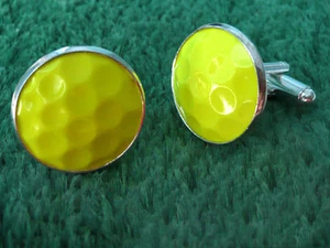 Handmade Real Golf Ball Cufflinks: White, Pink, Red, Yellow Golf Ball Cuff Links - Picture 1 of 31