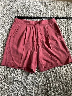 Shorts Feminino Vintage Tommy Bahama Tamanho 12 Aloha Rosa 100% Seda Verão - Imagem 1 de 4