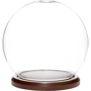 Plymor 6 inch x 7 inch Glass Display Dome Globe Cloche (Dark Wood Base) - Picture 1 of 2