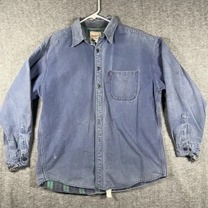 Woolrich Hemdjacke Herren Large blau Denim kariert gefüttert 100 % Baumwolle hergestellt in den USA Vintage - Bild 1 von 12