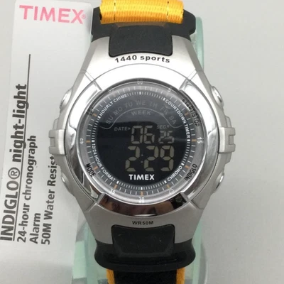 Timex 1440 Reloj Deportivo Hombre 42mm Digital Cronógrafo Alarma Amarillo Batería Nueva Foto 1 de 4