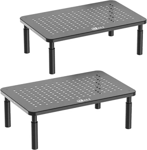 Dual Monitorständer mit verstellbaren Höhen und Luftstromöffnungen, 2er Pack, schwarz - Bild 1 von 12