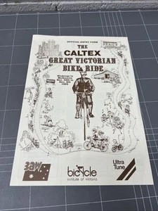 VINTAGE ENTRY FORM CALTEX GREAT VICTORIAN BIKE RIDE VICTORIA 1980s BICYCLE - Picture 1 of 3