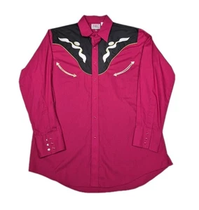 Camisa Western Ely Diamond Perla Snap Para Hombre L Roja Negra Bordada Manga Larga - Imagen 1 de 8