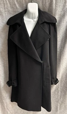 Burberry черный шерсти кашемир широкий воротник двубортный бушлат куртка США 10 - Изображение 1 из 4