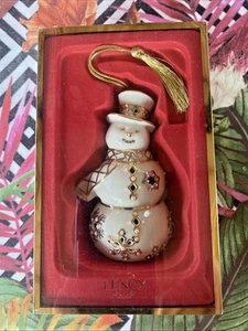 Vintage Lenox Florentine & Pearl Snowman Hanging Christmas Ornament - 2005 - Picture 1 of 9