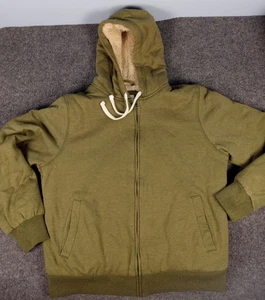 Goodfellow Felpa con Cappuccio Giacca Uomo Verde Militare Zip Grande Bella Calda Foderata in Pile - Foto 1 di 12