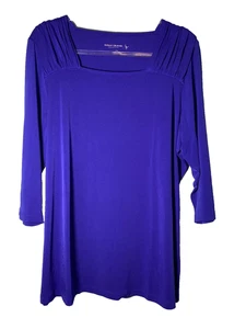 Top túnica de viaje Susan Graver Essentials talla 1X azul cobalto tejida acanalada NUEVO - Imagen 1 de 8