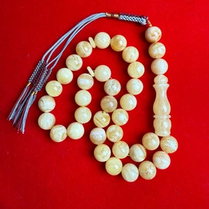 Natürlicher Bernstein Islamischer Rosenkranz Tasbih Misbaha 33 Gebetsperlen 12,5 mm 32,5 g - Bild 1 von 3