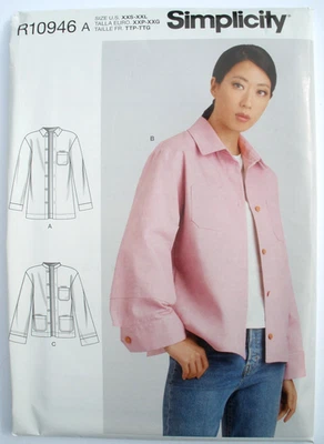 Simplicity R10946  Shirt /Jacket Shacket Collar & Sleeve Vari  Sz XXS-XXL Uncut - Image 1 of 2