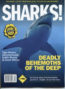 SHARKS MAGAZINE-TIGER HAMMERHEADS GOBLIN GREAT WHITES DEADLY ANIMALS OF THE DEEP - Picture 1 of 2