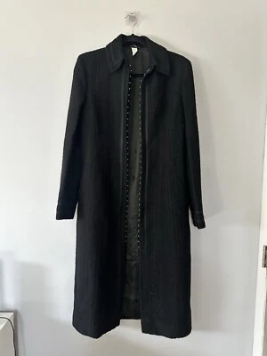 Chaqueta Abrigo Vintage Gianni Versace Italia Negro Lana y Seda Jacquard 42 M Foto 1 de 4