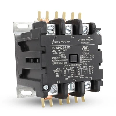 Contactor de CA 60 Amp 75 RES 3 polos bobina 120V - propósito definido listado por UL Foto 1 de 4