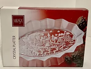 Mikasa Christmas Classics Holiday Frosted Glass Oval Serving Platter 11.75" NOS - Picture 1 of 9