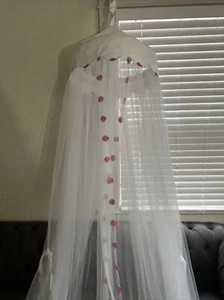 POTTERY BARN KIDS  BED CANOPY/PINK POM POMS - Picture 1 of 10