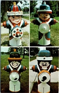 1970s OH Postcard Fire Hydrant Bicentennial Minute Man Brigade Findlay Ohio - Picture 1 of 2