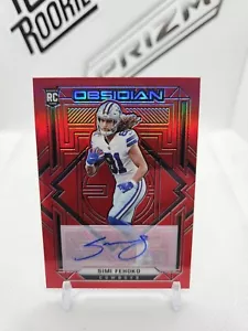 SIMI FEHOKO 2021 Obsidian Electric Etch Red Flood Rookie Auto SSP /6 COWBOYS RC - Picture 1 of 2