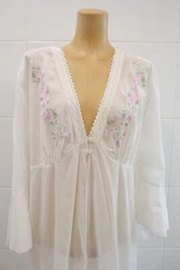 Forever Romance Cotton Embroidered Robe Size 14/16 - Picture 1 of 4