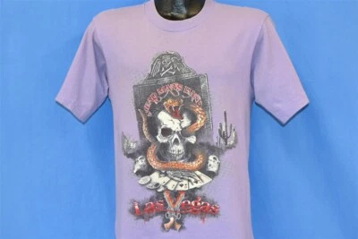 vintage 90s DEAD MANS HAND LAS VEGAS SKULL AND BONES POKER CARDS t-shirt SMALL S - Image 1 of 3
