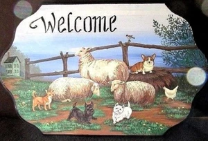 PEDIDO PERSONALIZADO DE ARTE ORIGINAL RYTA SIGNO DE BIENVENIDA PERRO CORGI WESTIE GRANJA Decoración popular - Imagen 1 de 1