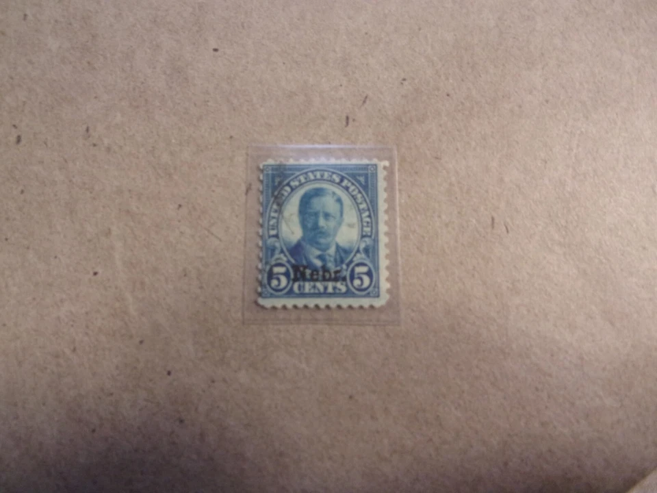 USA Used, 1929 Issue,5 Cent Roosevelt, "Nebr" Overprint, Mint-Hinged, Scott #674 - Image 1 of 1