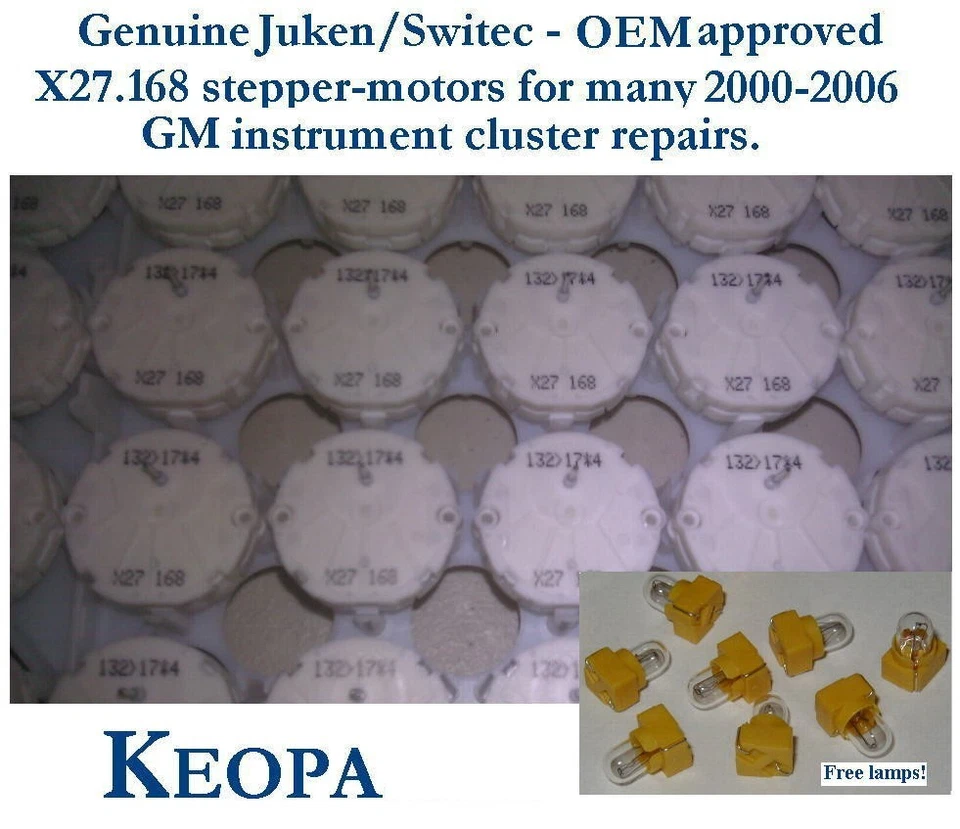 Juken/Switec 100 qty X27.168 motors + 20 free SMD50A Lamps - inst cluster repair - Image 1 of 1
