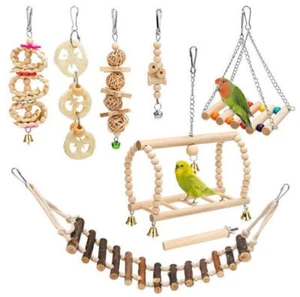 Set Vogel Hängematte Sittich Papagei Schaukel Spielzeug Wellensittich 8xHausLOVE - Bild 1 von 2