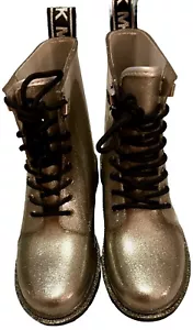 Michael Kors Women’s Size 7 Tavie Rain Bootie Lace Up Boots in Silver Glitter - Picture 1 of 5