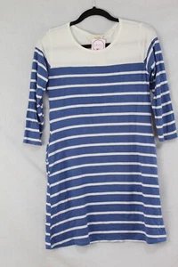 Juniors Dress Size Small YELETE Swing 3/4 Sleeve Striped Blue/Off White NWT - Picture 1 of 10