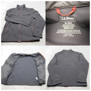 LL Bean Jacket Mens Medium Gray Soft Shell Pockets Full Zip Outdoor Utility - Picture 1 of 17