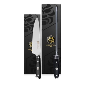 Kessaku 8" Chef Knife + 10" Sharpening Honing Rod - Dynasty Series German Steel - Picture 1 of 12