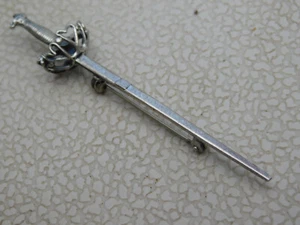 2,75" Sterlingsilber schottischer Kilt Schwert Anstecknadel Rapier Anstecknadel Brosche 3,3 g - Bild 1 von 6