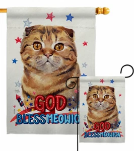 Patriotic Scottish Fold Garden Flag Animals Cat Decorative Gift Yard Banner - Picture 1 of 19