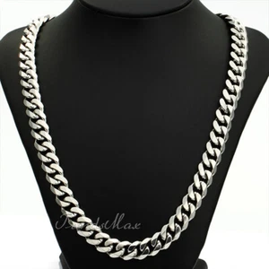7/11MM Mens Chain Silver Stainless Steel Curb Link Necklace Bracelet 7-36" - Picture 1 of 9
